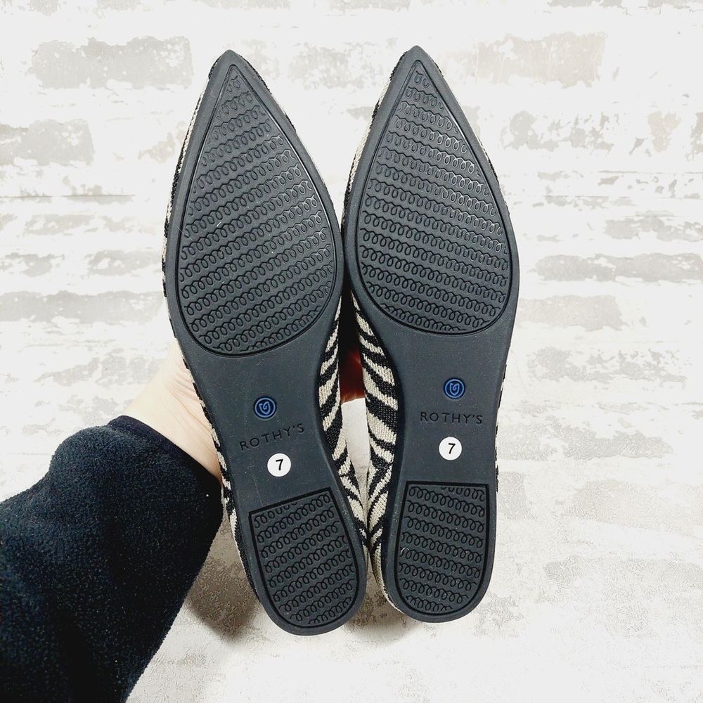 NEW Rothy’s The Point Zebra Black/Cream Ballet Flats O401 - Picture 6 of 8